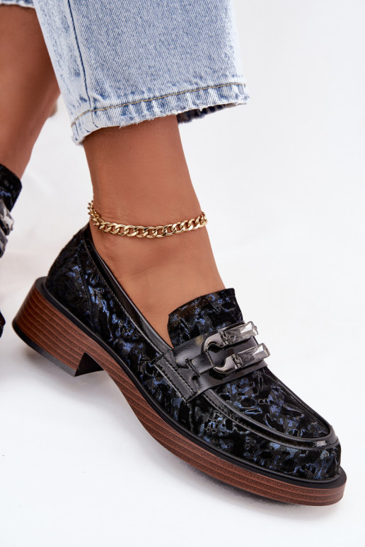 Pele Mocassins de camurça Feminino Com decorações Detalem D&A MR52-178 cor preta Pele Mocassins de camurça Feminino Com decorações Detalem D&A MR52-178 cor preta
