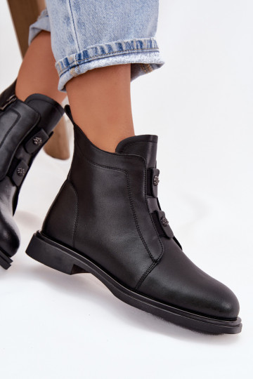 Botas femininas aquecidas de couro sintético D&A MK52-026 pretas