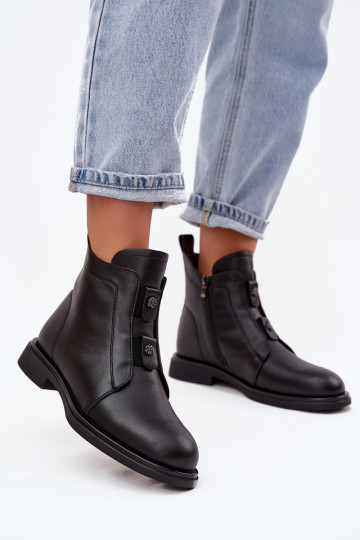Botas femininas aquecidas de couro sintético D&A MK52-026 pretas 2