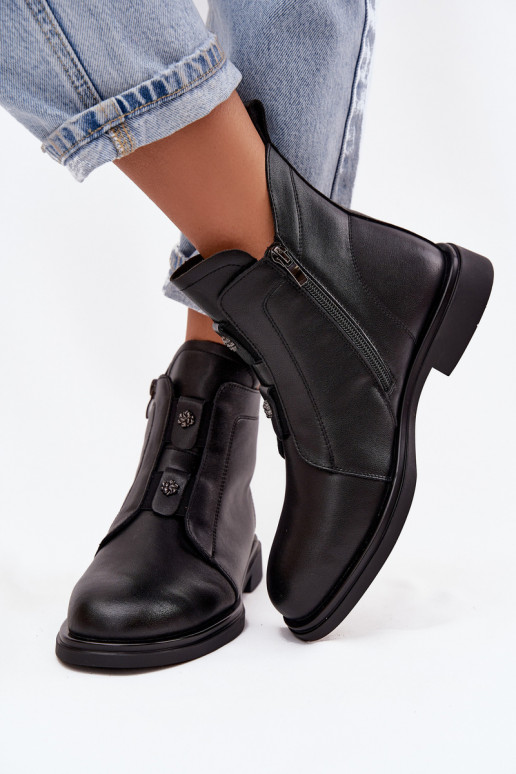 Pele aquecimento Botas femininas D&A MK52-026 cor preta Pele aquecimento Botas femininas D&A MK52-026 cor preta