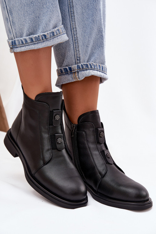 Pele aquecimento Botas femininas D&A MK52-026 cor preta Pele aquecimento Botas femininas D&A MK52-026 cor preta