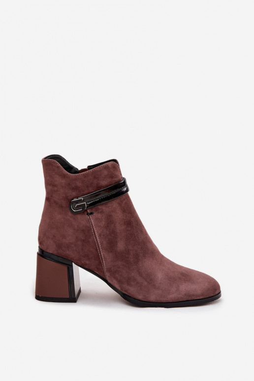 de camurça Pele Botas femininas com salto decorado aquecimento D&A CR52-650 cor marrom de camurça Pele Botas femininas com salto decorado aquecimento D&A CR52-650 cor marrom