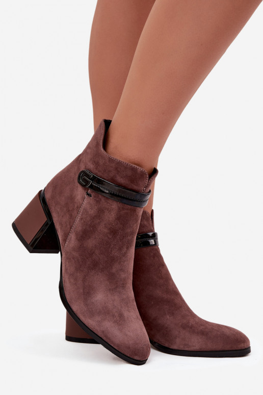 de camurça Pele Botas femininas com salto decorado aquecimento D&A CR52-650 cor marrom de camurça Pele Botas femininas com salto decorado aquecimento D&A CR52-650 cor marrom