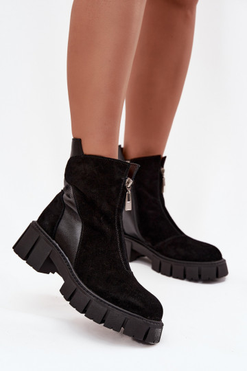 Botas femininas de cano curto de camurça sintética aquecidas D&A JC52-874 pretas 2
