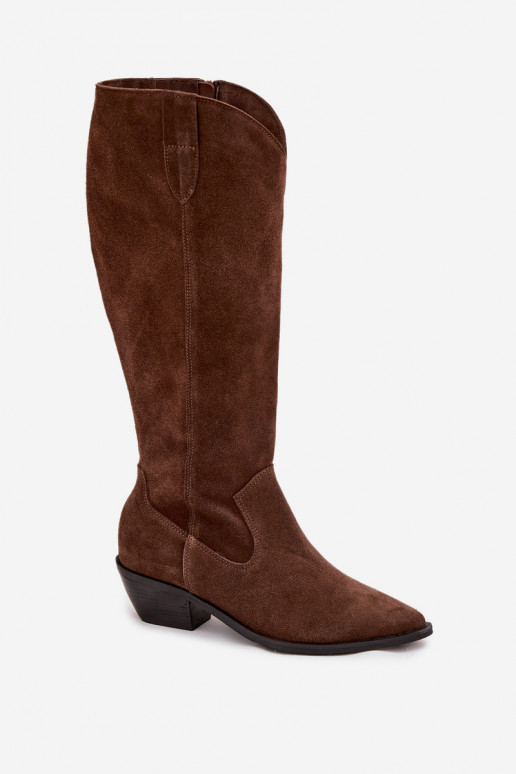 botas estilo vaqueiroHabilitadoturalnego de camurçau aquecimento Zazoo 4225 cor marrom botas estilo vaqueiroHabilitadoturalnego de camurçau aquecimento Zazoo 4225 cor marrom