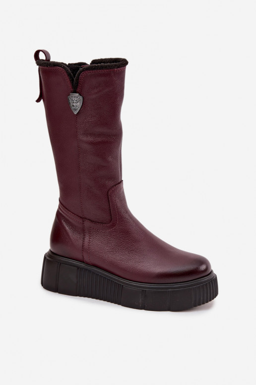 Feminino Pele botas Com Vilna Zazoo 70121 Borgonha Feminino Pele botas Com Vilna Zazoo 70121 Borgonha