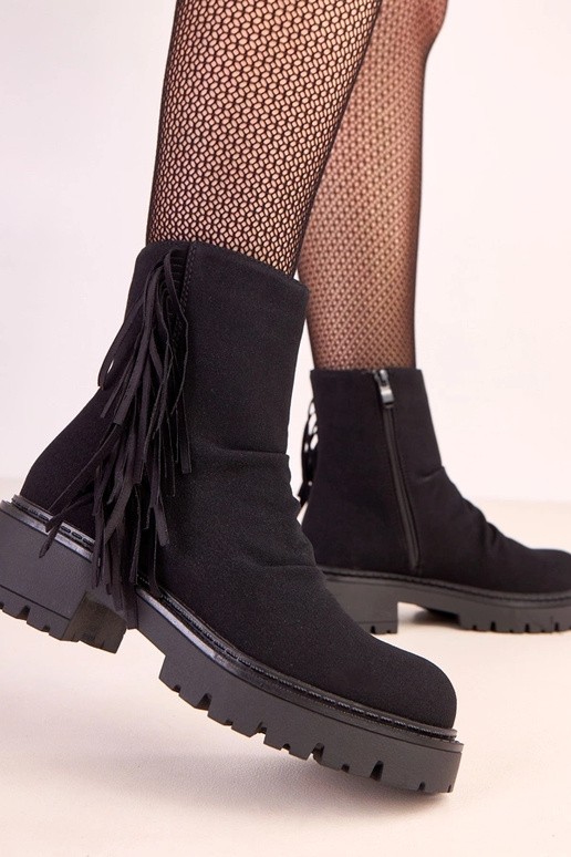 Botas de cano curto Silia pretas com... Botas de cano curto Silia pretas com...