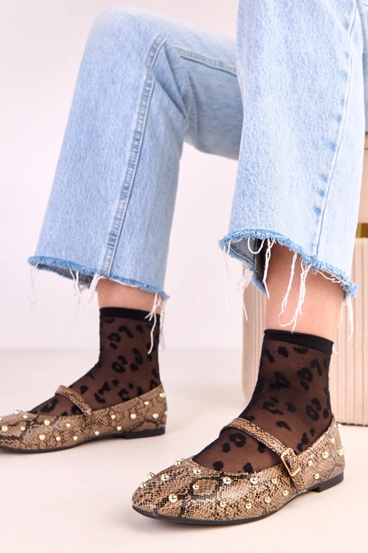 Balerinas Selena marrons com motivo... Balerinas Selena marrons com motivo...