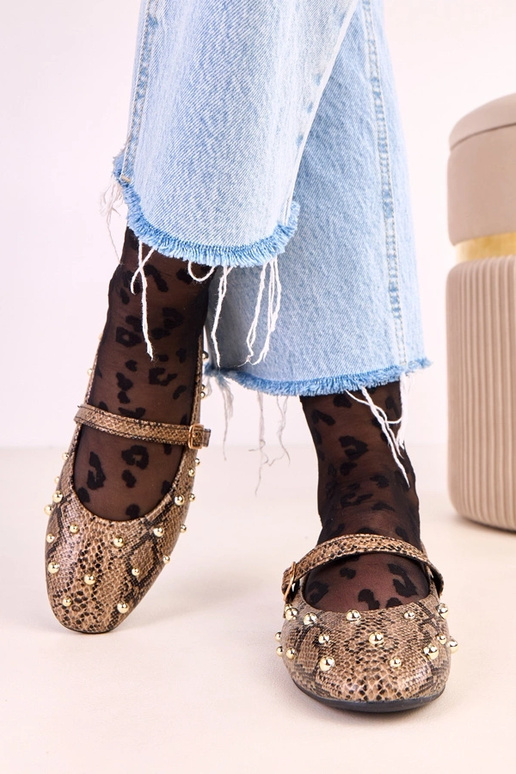 Balerinas Selena marrons com motivo... Balerinas Selena marrons com motivo...