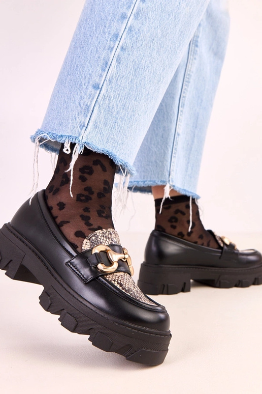 Mocassins Ruben pretos com motivo de... Mocassins Ruben pretos com motivo de...