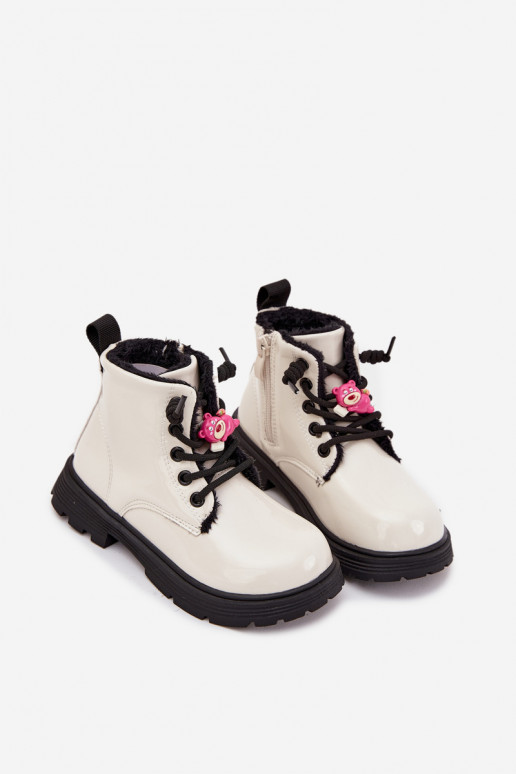 aquecimento Botas Infantil com efeito vernizPrzypinką ursinhos de pelúcia cor branca Jovellea aquecimento Botas Infantil com efeito vernizPrzypinką ursinhos de pelúcia cor branca Jovellea