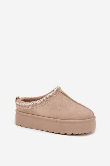 Botas de neve infantis com plataforma e bordado cor areia Jolisse