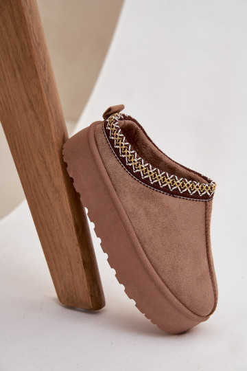 Botas de neve infantis com plataforma e bordado cor caqui Jolisse 2