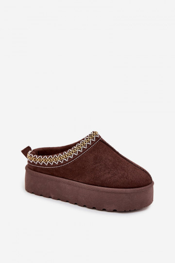 Botas de neve infantis com plataforma e bordado cor chocolate Jolisse