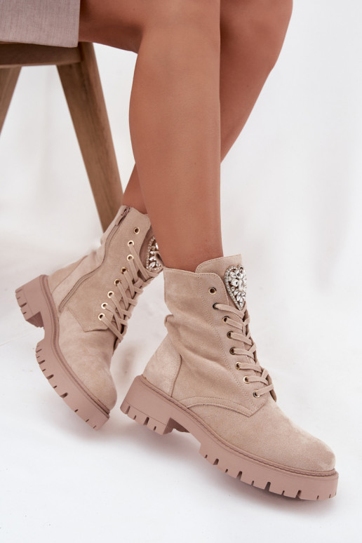 Botins de trabalho Feminino com olhos brilhantes Habilitado Języku cor de marfim Rosira Botins de trabalho Feminino com olhos brilhantes Habilitado Języku cor de marfim Rosira