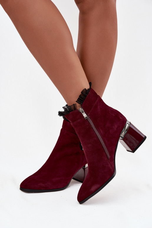 de camurça Pele Botas femininas com enfeites aquecimento D&A MR52-127 Borgonha de camurça Pele Botas femininas com enfeites aquecimento D&A MR52-127 Borgonha