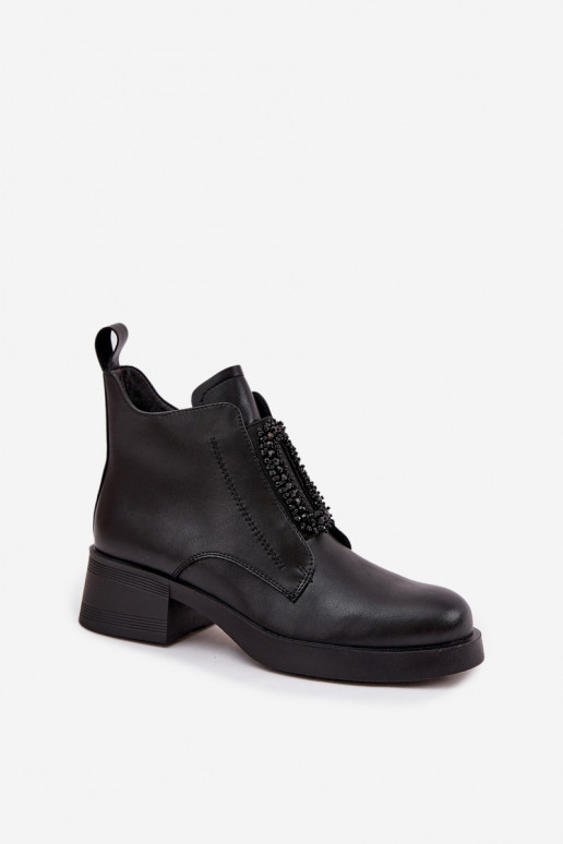 Pele Botas femininas Klocke com enfeites D&A JC52-869 cor preta Pele Botas femininas Klocke com enfeites D&A JC52-869 cor preta