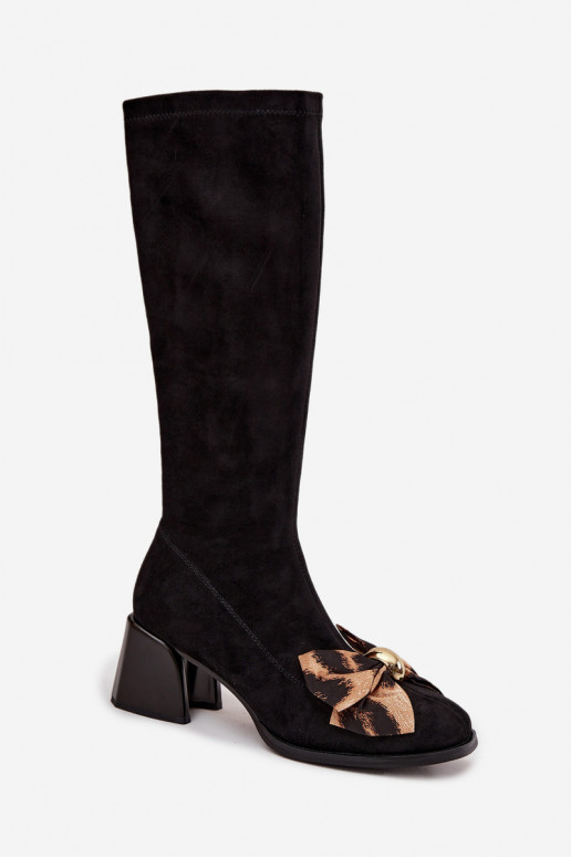 botas femininas Klocke Com um laço decorativo D&A JC52-828 cor preta botas femininas Klocke Com um laço decorativo D&A JC52-828 cor preta