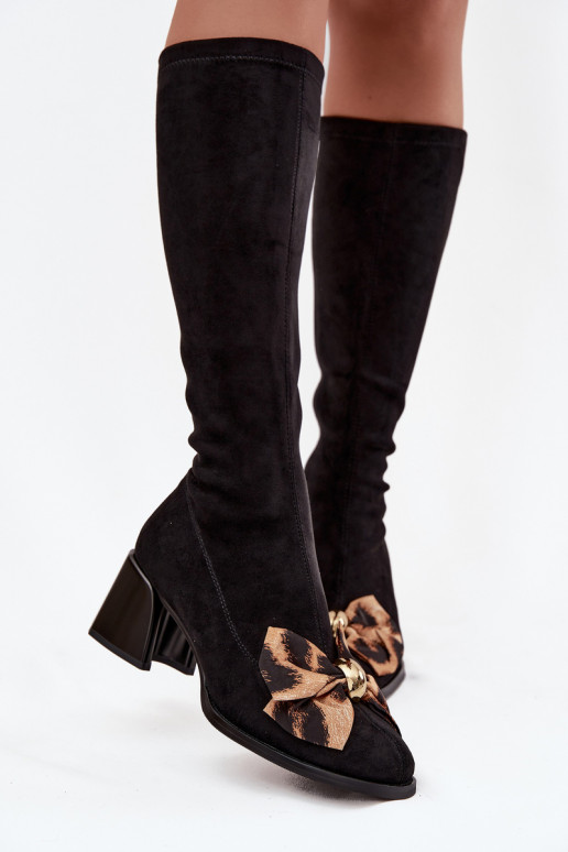 botas femininas Klocke Com um laço decorativo D&A JC52-828 cor preta botas femininas Klocke Com um laço decorativo D&A JC52-828 cor preta
