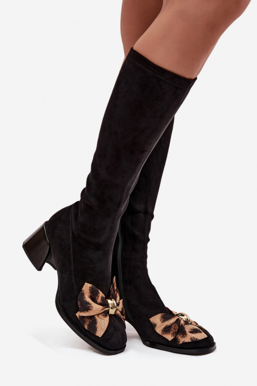 botas femininas Klocke Com um laço decorativo D&A JC52-828 cor preta botas femininas Klocke Com um laço decorativo D&A JC52-828 cor preta