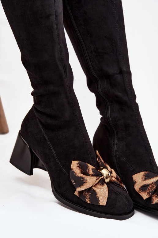 botas femininas Klocke Com um laço decorativo D&A JC52-828 cor preta botas femininas Klocke Com um laço decorativo D&A JC52-828 cor preta