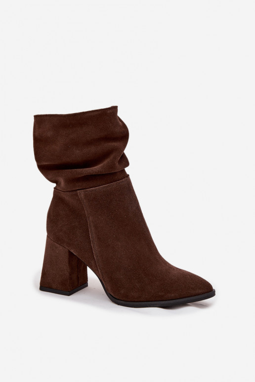 BotasHabilitadoturalnego de camurçau aquecimento com salto Com babados Zazoo 4216 CzekoladoParae BotasHabilitadoturalnego de camurçau aquecimento com salto Com babados Zazoo 4216 CzekoladoParae