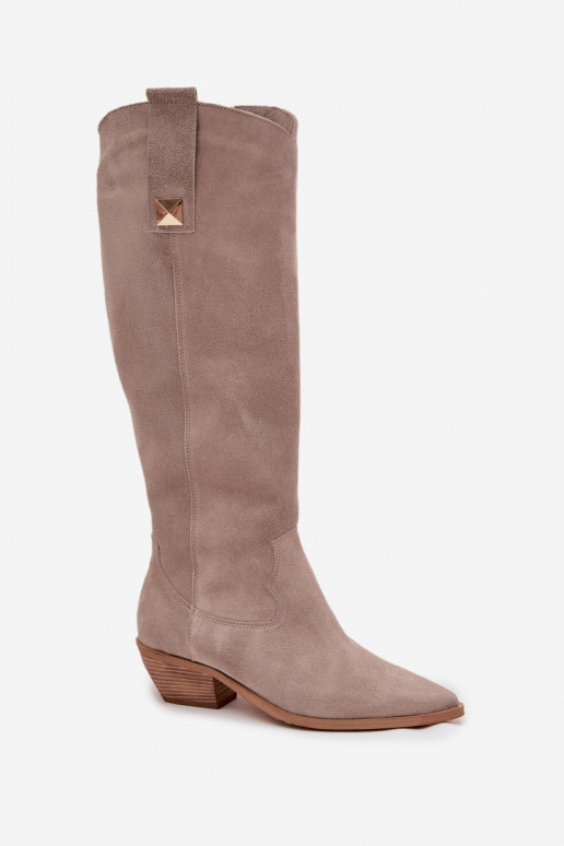 Pele de camurça botas estilo vaqueiro aquecimento Zazoo 4224 cor capuccino Pele de camurça botas estilo vaqueiro aquecimento Zazoo 4224 cor capuccino