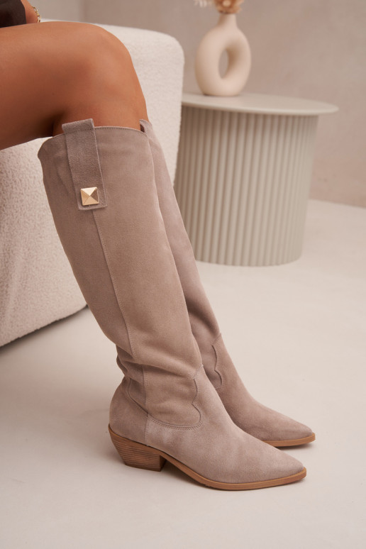 Pele de camurça botas estilo vaqueiro aquecimento Zazoo 4224 cor capuccino Pele de camurça botas estilo vaqueiro aquecimento Zazoo 4224 cor capuccino
