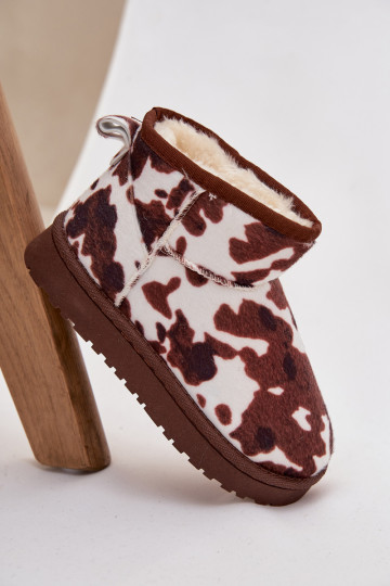 Botas de neve infantis/juvenis quentes na cor preta e marrom com pelúcia interna Mireya