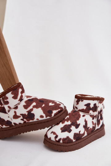 Botas de neve Infantil Juventude aquecimento com pelo por dentro EM Łaty Branco-cor marrom Mireya 2