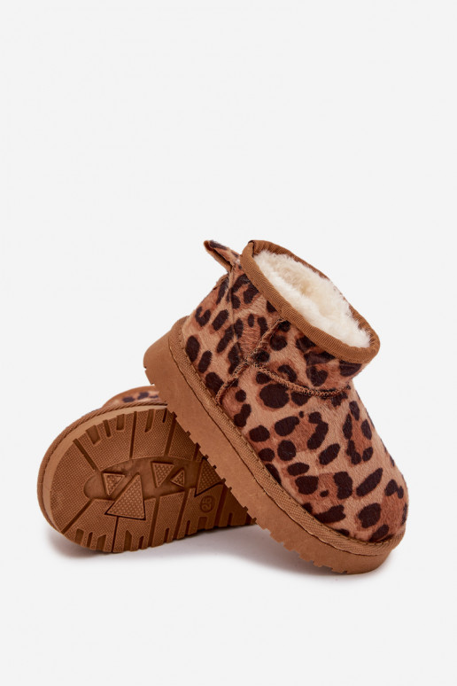 Botas de neve Infantil Juventude aquecimento com pelo por dentro com padrões de pele de leopardo cor marrom Mireya Botas de neve Infantil Juventude aquecimento com pelo por dentro com padrões de pele de leopardo cor marrom Mireya
