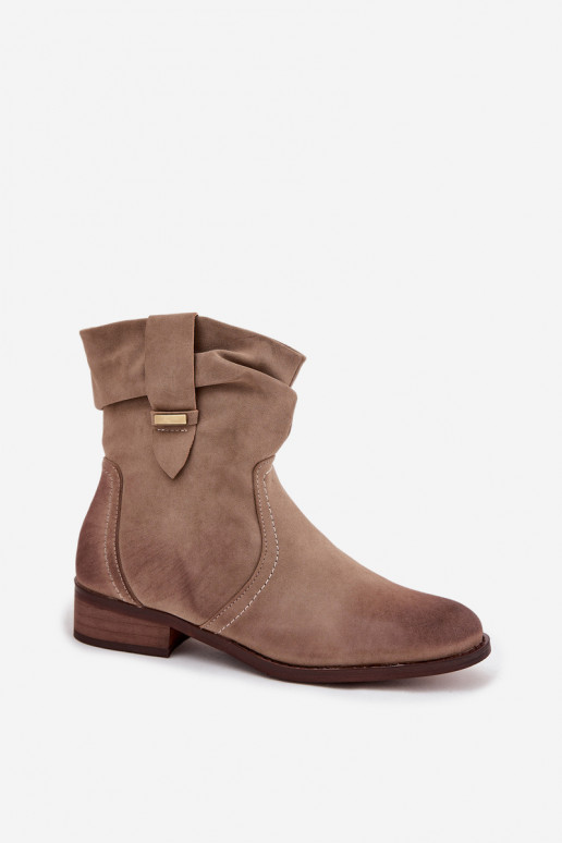 Botas femininas De salto baixo Com babados aquecimento cor cáqui Gracia Botas femininas De salto baixo Com babados aquecimento cor cáqui Gracia