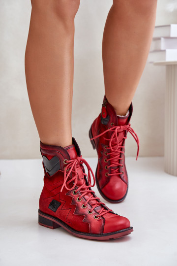 Pele aquecimento Botas femininas com salto largo Tem que serciejka 06106-08 cor vermelha