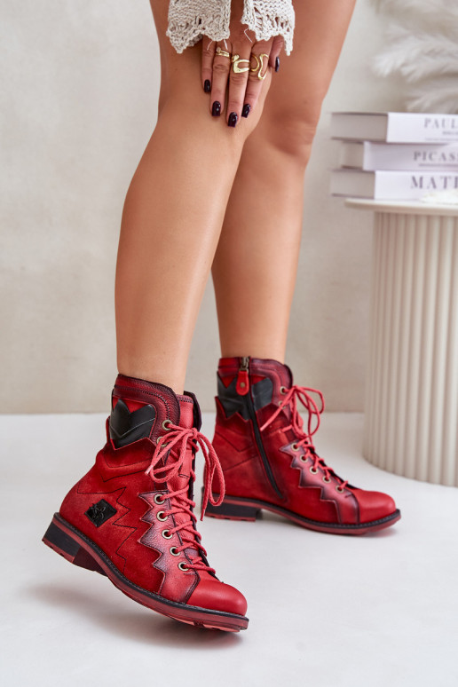 Pele aquecimento Botas femininas com salto largo Tem que serciejka 06106-08 cor vermelha Pele aquecimento Botas femininas com salto largo Tem que serciejka 06106-08 cor vermelha