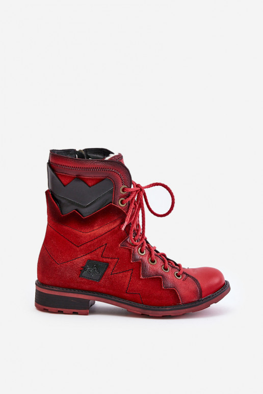 Pele aquecimento Botas femininas com salto largo Tem que serciejka 06106-08 cor vermelha Pele aquecimento Botas femininas com salto largo Tem que serciejka 06106-08 cor vermelha