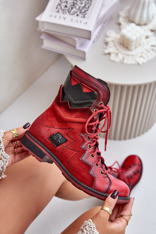 Pele aquecimento Botas femininas com salto largo Tem que serciejka 06106-08 cor vermelha Pele aquecimento Botas femininas com salto largo Tem que serciejka 06106-08 cor vermelha