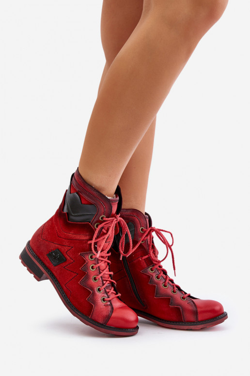 Pele aquecimento Botas femininas com salto largo Tem que serciejka 06106-08 cor vermelha Pele aquecimento Botas femininas com salto largo Tem que serciejka 06106-08 cor vermelha