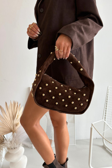 Bolsa de chocolate em camurça natural com decoração Julisse 2