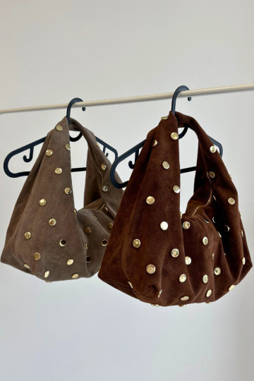Bolsa de chocolate em camurça com decoração Marisse 2