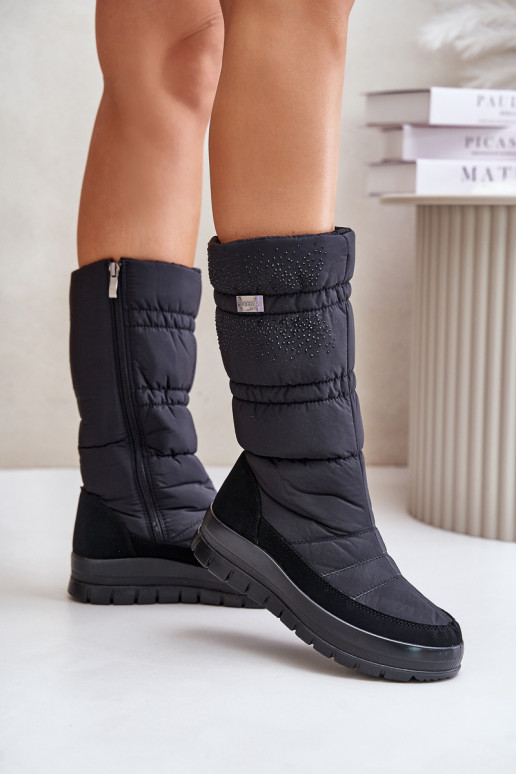 Feminino Botas de neve Com decoração Progress PROGJ-24-147 cor preta