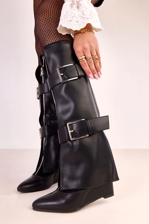 Botas longas pretas com plataforma e...