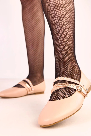 Bailarinas areia com tiras decorativas Vika 2