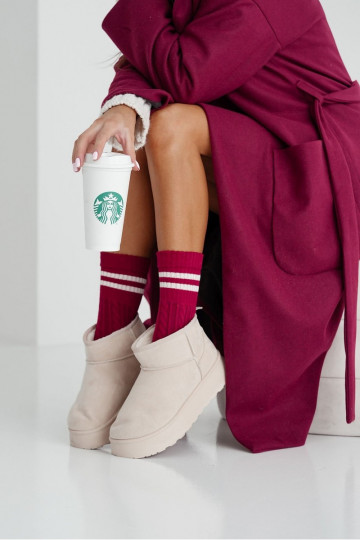 Meias Feminino EMarkocz com listras Borgonha