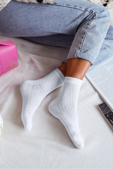 Meias Feminino com elementos abertos cor branca