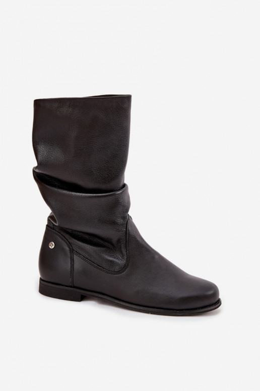 Feminino Pele botas Tem que serciejka 05057-20 cor preta