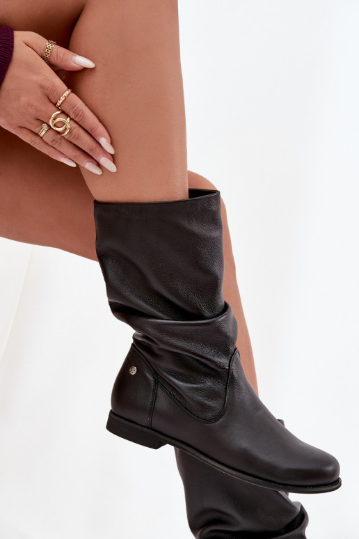 Feminino Pele botas Tem que serciejka 05057-20 cor preta