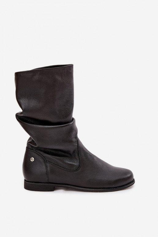 Feminino Pele botas Tem que serciejka 05057-20 cor preta