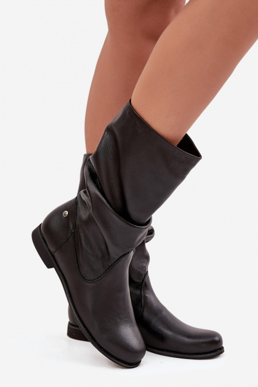 Feminino Pele botas Tem que serciejka 05057-20 cor preta