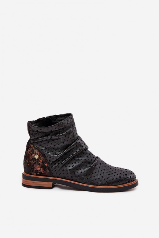 Pele Botas com elementos abertos Tem que serciejka 05922-01 cor preta Pele Botas com elementos abertos Tem que serciejka 05922-01 cor preta