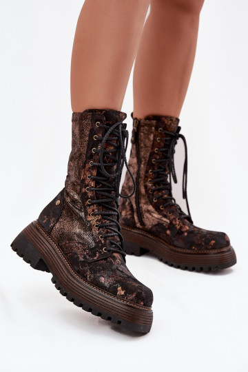 Botas femininas, Tai turiciejka 06203-32, cor marrom-dourado 2